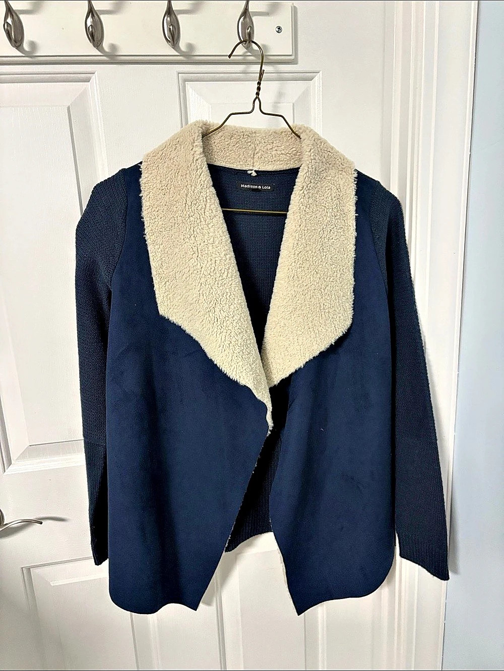 Madison & Lola Sherpa Collar Jacket in Blue